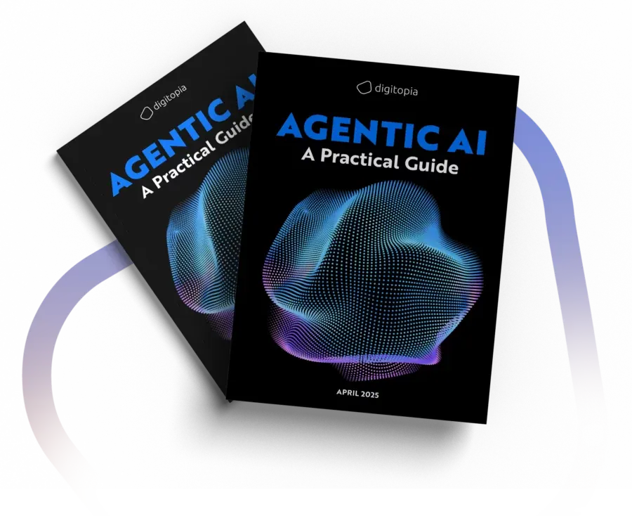 Two copies of the Agentic AI guide, one behind the other, on a pale gradient.