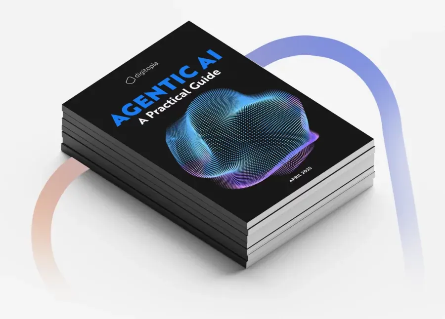 A stack of printed copies of the Agentic AI guide seen from above.