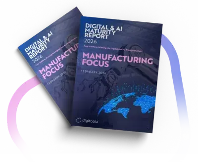 Two copies of the Digital & AI Maturity Report 2026 Manufacturing Focus