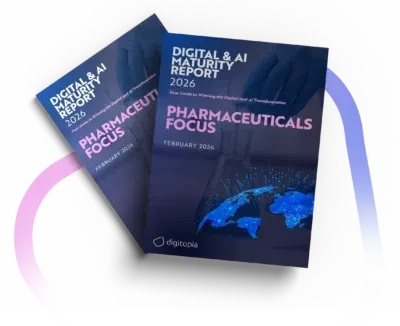 Two copies of the Digital & AI Maturity Report 2026 Pharma Focus