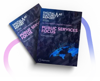 Two copies of the Digital & AI Maturity Report 2026 Public Services Focus