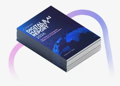 A stack of the Digital & AI Maturity Report 2026