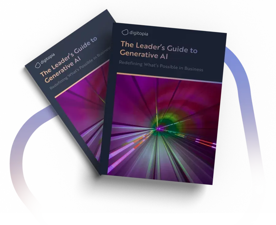 Two copies of The Leader’s Guide to Generative AI, one behind the other, on a white background.