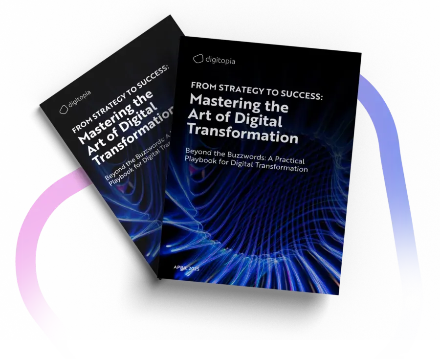 Two copies of Mastering the Art of Digital Transformation, one behind the other, on a white background.