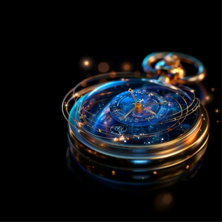 The e-book’s cover artwork: a glass pocket watch on black, its dial a galaxy ringed by orbiting gold arcs.