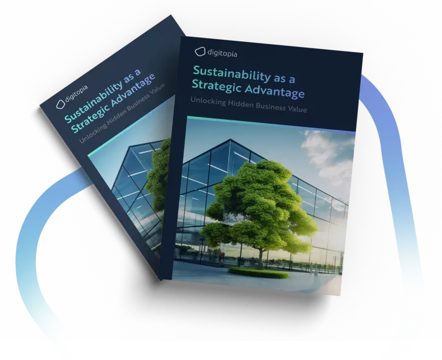 Two copies of Sustainability as a Strategic Advantage, one behind the other, on a pale gradient.