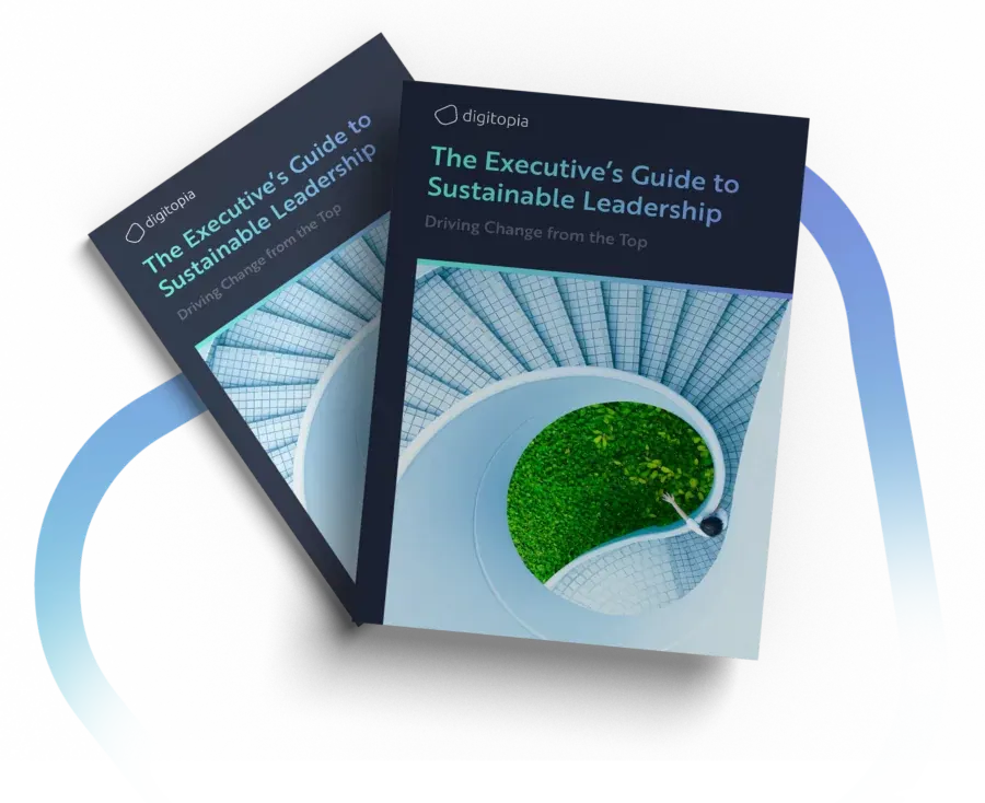 Two copies of The Executive’s Guide to Sustainable Leadership, one behind the other, on a pale gradient.